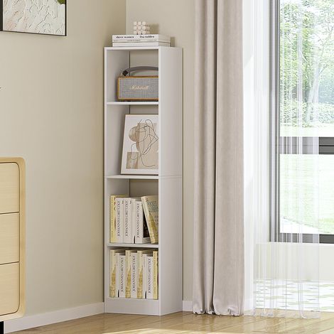 Bibliothèque 4n, Étagère Rangement, 24 x 30 x 124 cm Blanc Étagère chambre 4 niveaux, vasagle, Meuble, Cube, mangatheque, pour Salon, Bureau, Chambre, Style Scandinave (1/5)