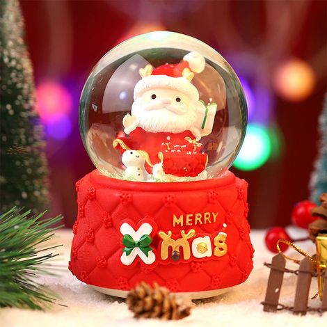 Boîte à Musique Noël - Maison Tournoyante avec Éclairage et Mélodie - Décor Lumineux Santa Claus - 12,8 cm - 1 Pièce (1/5)