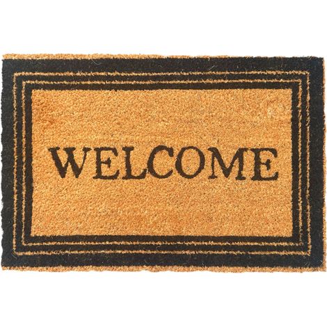 Relaxdays Coconut Doormat WELCOME 60x40cm, non-slip, weatherproof, indoor/outdoor, multicoloured (1/5)