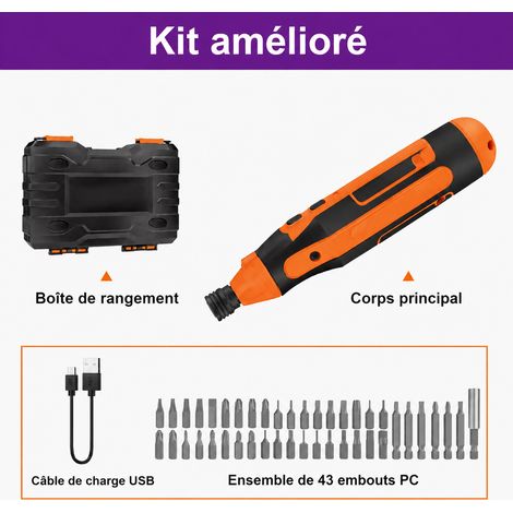 Mini visseuse électrique rechargeable 4 V en kit deluxe droit réf 6178 210 g – Livraison gratuite