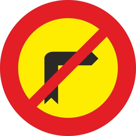 Señal Vial Metálica Giro A La Derecha Prohibido Diámetro 500 mm
