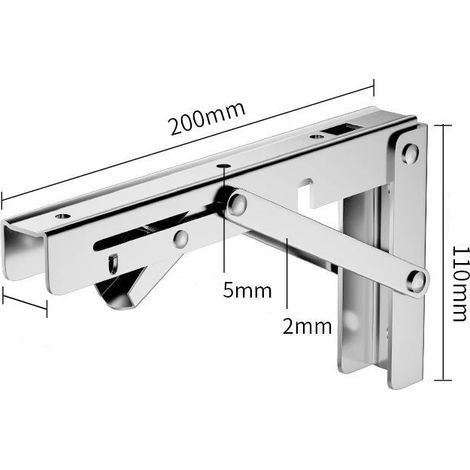 Support mural pliable (2 pièces, 20 cm, inox) pour étagère, table ou bureau. Étagère triangulaire flottante robuste, pliable et peu encombrante. (1/5)