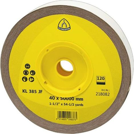 Rollo de tela abrasiva KL 385 JF 50mm K.40 para metal corindón KLINGSPOR
