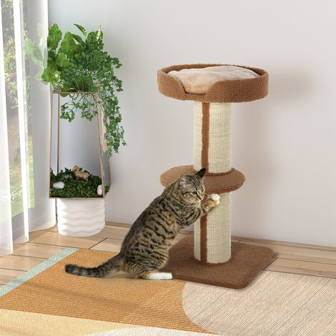 Katzenbaum mit Kratzbaum, Aktivitätszentrum, 2 Plattformen und hellbraunem Kissen (1/5)