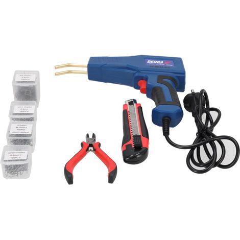 Soudeuse plastique 50 W, jusqu'à 500 °C, avec 400 agrafes à chaud, éclairage LED, câble d'alimentation UE et sac de transport supplémentaire avec pince et cutter, agrafes ⌀ 0,6 et 0,8 mm (1/5)