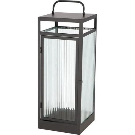 Lanterne Verre Strié M - Noir - 17,8 x 17,3 x H 46,3 cm - Livraison gratuite (1/3)