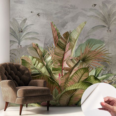 Papier peint autocollant adhésif avec motifs pour salon et chambre accessoire stylé pour votre intérieur Jungle exotique 250x250 cm (1/5)