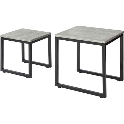 Sobuy – Tables basses gigognes 2 pièces – MDF E1 et fer – Dimensions 50x50cm et 40x40cm – Capacité 15kg/table – FBT42HG (1/5)