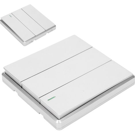 TDL‑9987‑3 Drahtloser Schalter mit Fernbedienung, 3 Tasten, Wandmontage, Silber (1/5)