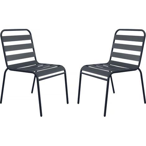 Set di 2 sedie da giardino impilabili in metallo "Bilbao" - Grigio