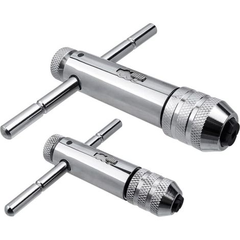 RHG 2Pcs T Poignée Porte-outils avec poignée coulissante pour taraud, Porte taraud réversible à cliquet M3-M8 / M5-M12