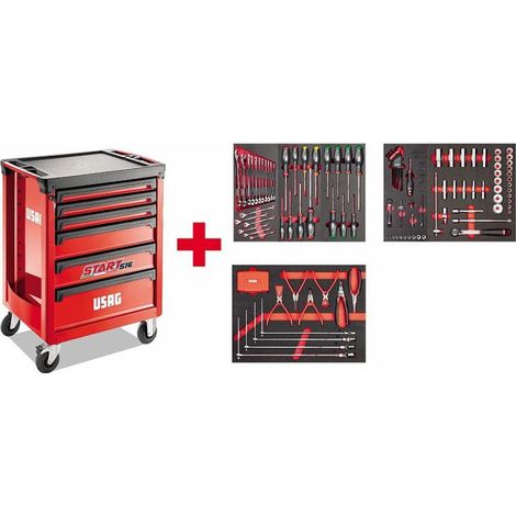 Carrello START Usag 516 ST6MA con Assortimento Autoriparazione 155 pz