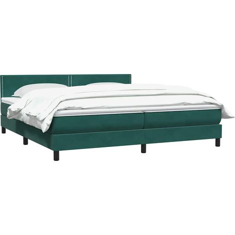 Giroletto a Molle con Materasso Verde Scuro 180x220 cm Velluto vidaXL