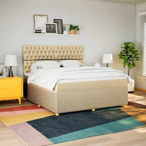 Boxspringbett mit Matratze Creme 180x200 cm Stoff (1/5)