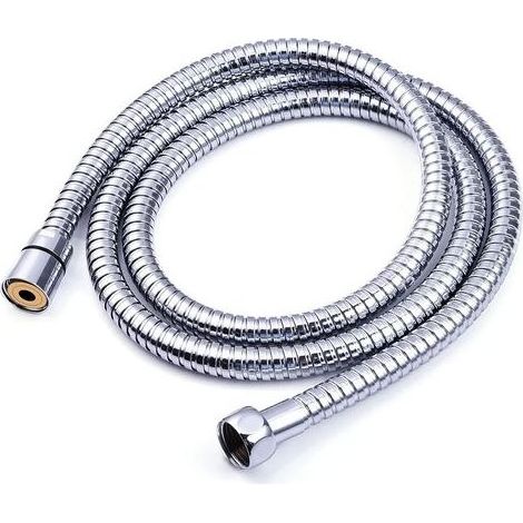 Tuyau Douche 1.5m,Premium Tuyau de Douche avec Double Protection de Torsion,Flexible et Résistant aux Plis Tuyau de Douche en Acier Inoxydable avec Chrome,Universel Taille de Connexion(Silver) (1/4)