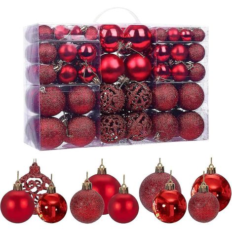 Lot de 100 boules de Noël dorées pour sapin, décorations à paillettes, opaques et brillantes, Ø 3, 4 et (1/5)