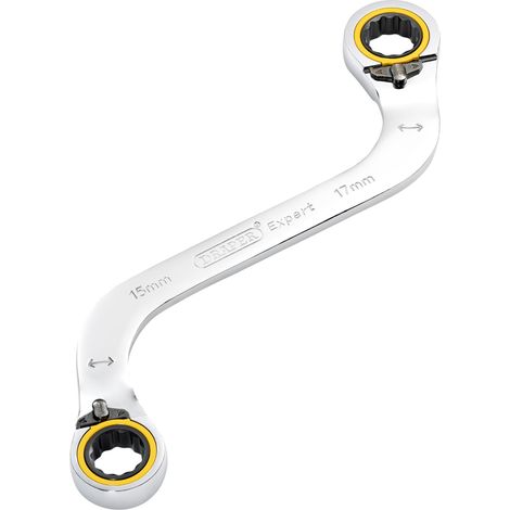 Draper 03945 Draper Expert HI-TORQ Double Ring Ratchet S-Shape Spanner, 15 x 17mm