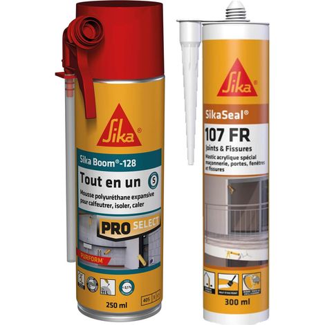 Mousse expansive polyuréthane - Usage tous sens - Expansion 20L - 250ml - Blanc + Mastic acrylique pour joints et fissures - Spécial maçonnerie, portes, fenêtres - Int (1/5)