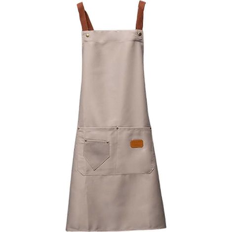 Tablier à bavette ajustable, tablier de cuisine résistant pour chef de restaurant-Khaki (1/5)
