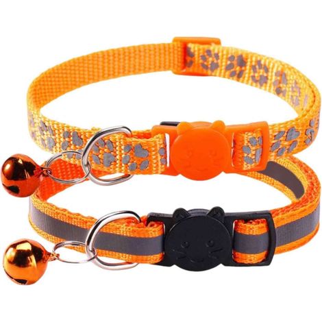 2 colliers pour chats, réfléchissants avec clochette, ajustables 19-32 cm, sécurité rapide, pour chatons et adultes (1/5)
