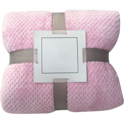 Liquidation Couverture de lit Aoorsake en polaire douce et chaude à carreaux, grande taille, en flanelle à mailles fines, épaisse et respirante, rose. (1/5)