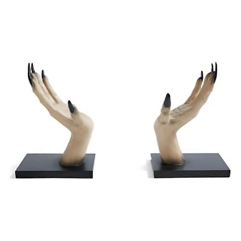 Serre-livres mains de sorcière pour Halloween - Décoration gothique pour étagères et bureau - Mains de sorcière effrayantes tenant une figurine - Support de livre - Décoration de chambre d'Halloween (1/5)