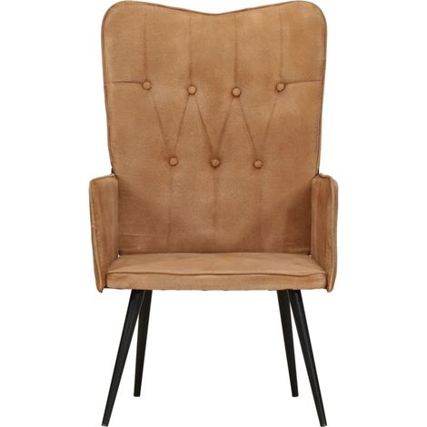 Chaise de salon,Chaise à oreilles Marron Toile CFW45460 (1/5)