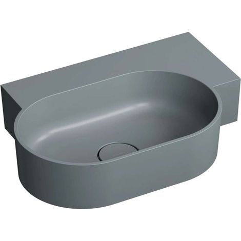 OMNIRES Ovo M+ - Waschbecken 56 x 39 cm, ohne Überlauf, ohne Armaturenloch, rechts, mattgrau OVO555UWPAG (1/5)