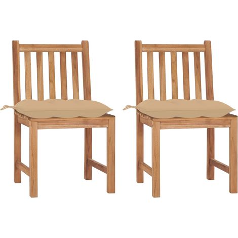 Gartenstühle 2 Stk. mit Kissen Massivholz Teak