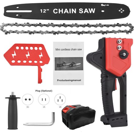 Tronçonneuse électrique sans fil de 30 cm (12 pouces) avec moteur sans balais, batterie lithium-ion 48 volts et chargeur inclus pour la coupe du bois et l'élagage des arbres. (1/2)