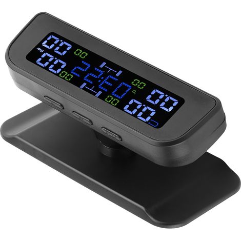 Système de surveillance de la pression des pneus à énergie solaire avec écran LCD et horloge intégrée pour voiture, équipé d'un capteur externe. (1/5)