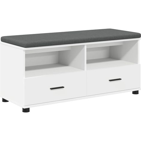 Banc d'entrée Blanc 100 x 38 x 46 cm Bois Ingénierie et Tissu
