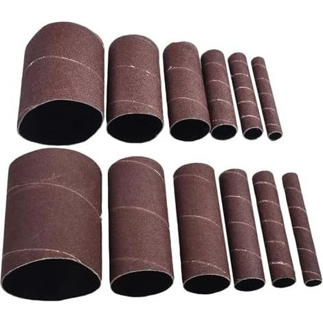 Lot de 12 manchons ponçage abrasifs 11,4 cm, grain 80/120, pour ponceuse à broche oscillante, traitement du bois, métal, plastique, jade - (1/5)