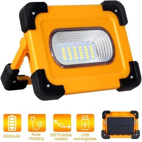 LED-Notfall-Blinklicht mit Solarladefunktion, 60 W, gelb, tragbar, faltbar, USB + Solar-Notfall-Blinklicht für den Garten (1/4)