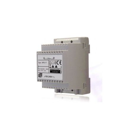 Alimentation pour interphone rail DIN gris – Remplacement pour installations EXTEL – Protection électronique intégrée – 17V