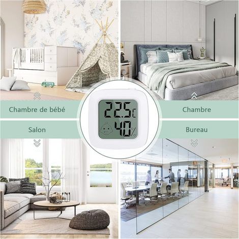 Thermomètre Hygromètre Numérique d'intérieur Haute Précision avec Indicateur Confort Compact pour Bureau et Chambre Bébé