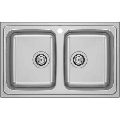 Evier inox à deux bacs BUDAPEST - ROCA (1/2)