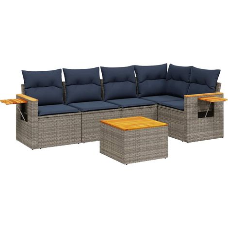 Maison Exclusive - 6-tlg. Garten-Sofagarnitur mit Kissen Grau Pol