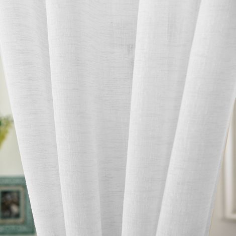 WOLTU Voile Tenda Fineste Trasparente con Occhielli per Camera da Letto 1x Bianco ,Tenda senza cinghie (1/5)