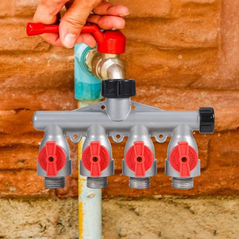 Raccord de dérivation simple à quatre voies en alliage de zinc pour robinets de jardin européens et américains, adaptateur pour robinet de jardin, vanne de dérivation. (1/5)