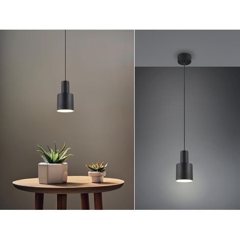 Kleine LED Pendelleuchte mit Metall Lampenschirm Schwarz, Ø 12cm (1/5)