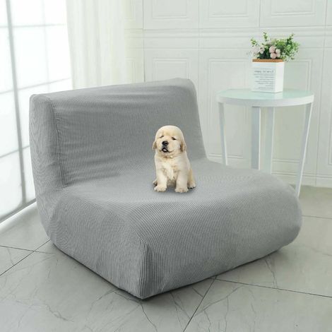 CCYKXA Dehnbarer Chaiselongue-Überzug, armloser Stuhlbezug, für Togo-Stühle, Lazy Sofas, kratzfest, maschinenwaschbar (Hellgrau) (1/5)