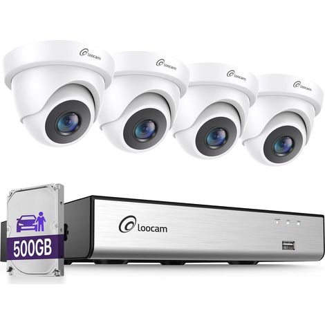 Kit Caméra de Surveillance, 8CH 5MP Lite DVR H.265+ avec SSD 500G, 4 Caméra de Sécurité, Détection AI Humaine et de Véhicules, Vision Nocturne, Extérieure IP66 (1/5)