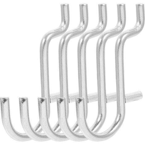 Lot de 20 crochets métalliques pour panneau perforé, supports pour outils et petits outils, crochets utilitaires de présentation-5.50X3.20X0.50CM-Silver (1/2)