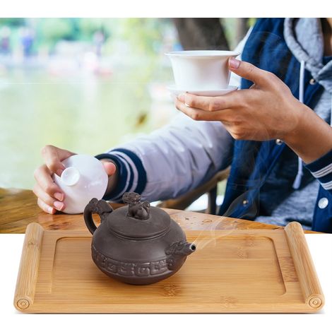 Plateau de service en bambou pour thé, dessert et accessoires Kung Fu (1/5)