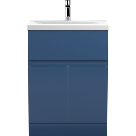 Hudson Reed Urban Floor Standing Vanity Unit with Basin 1 Satin Blue - 600mm Wide (1/5)