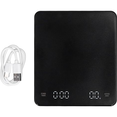 Elektronische Kaffeewaage mit LCD-Display, Neigungsanzeige (G/OZ/ML), 3 kg Tragkraft, USB-Ladefunktion, multifunktional und hochpräzise (1/5)