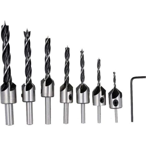 7-teiliges HSS-5-Schneiden-Fräserset, Schraubendreher, Reibahle, Holz, Metall, Aluminium, Kunststoff, Fräser, Bohrer, 3–10 mm