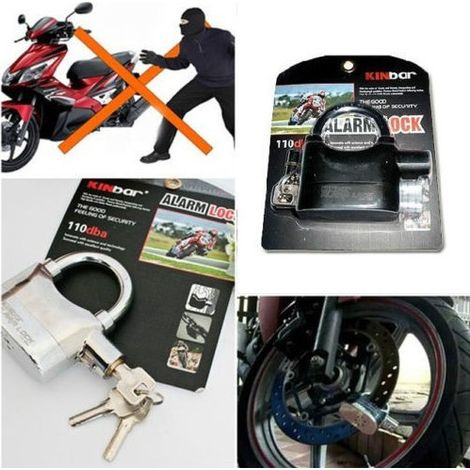 TrAdE Shop Traesio - Antifurto Bloccadisco Con Allarme Sonoro Per Moto Scooter Lucchetto Bloccadischi - (1/2)