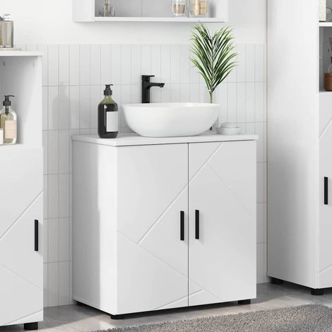 Badezimmerschrank Weiß 61 x 35 x 64 cm Holzwerkstoff & Metall